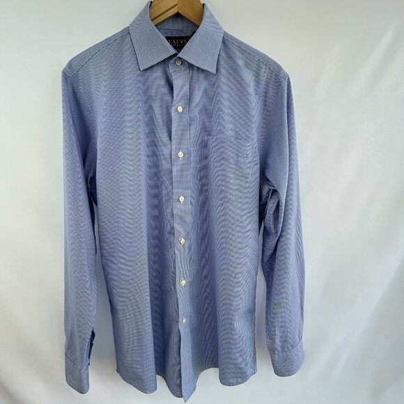 NWOT Ralph Lauren men's shirt slim fit non-iron long sleeves blue size 16 Large - Picture 2 of 8